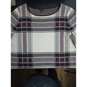 Ann Taylor Women's Plaid Jacquard Bell Sleeve Sweater – Size Large, Excellent